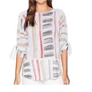 NIC+ZOE Multicolor Striped Peponi Tunic Top Size Medium